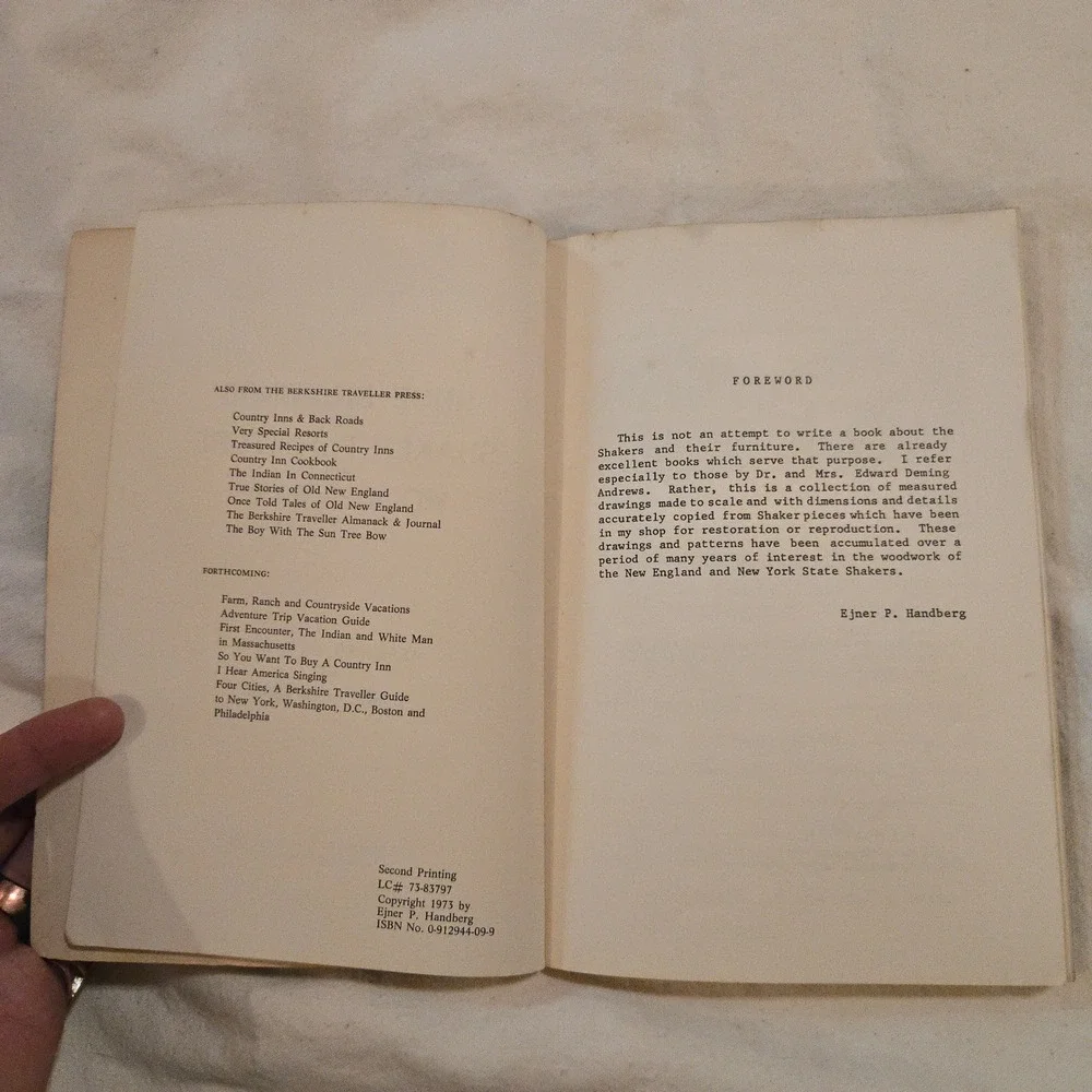 VTG Ejner Handberg Shop Drawings Of Shaker Furniture Woodenware Yellow Book 1973